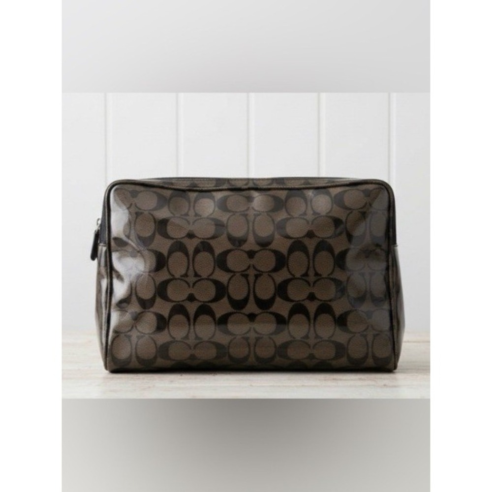 Coach Signature Coated Canvas Travel Kit Cosmetic Makeup Case